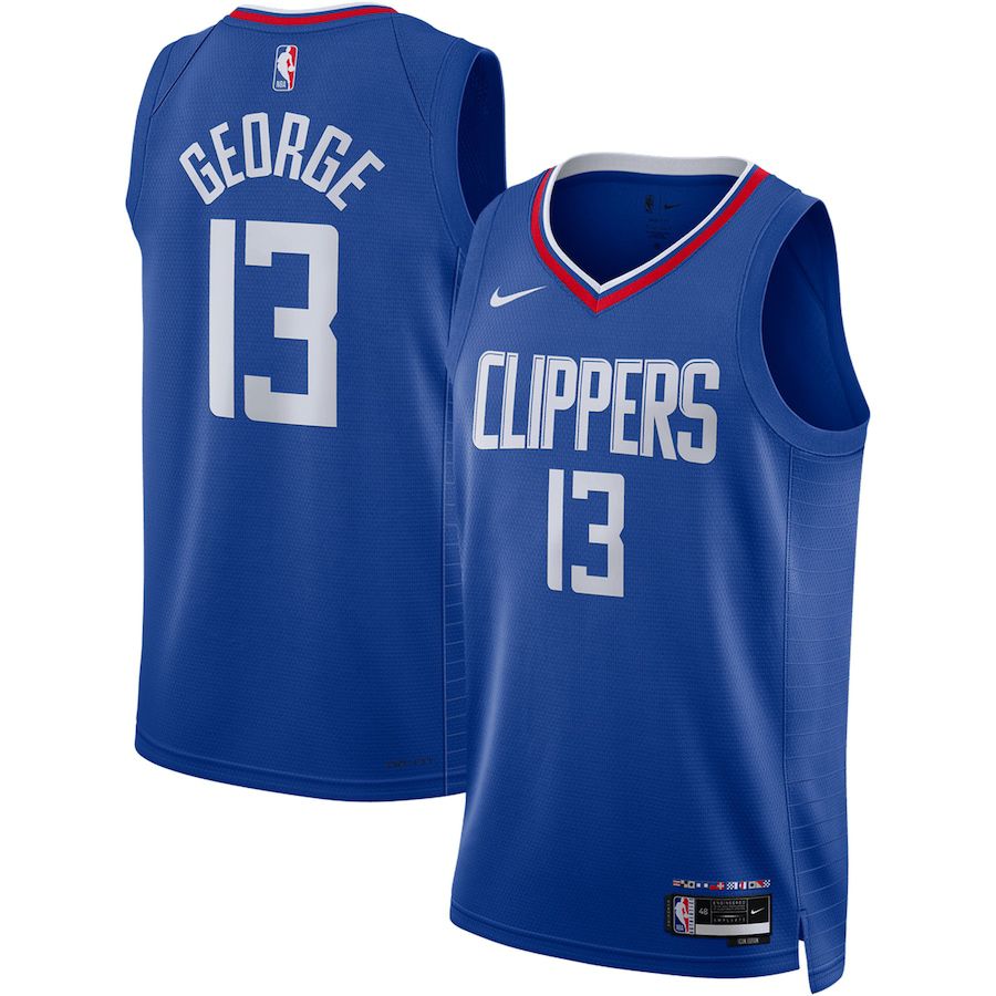 Men Los Angeles Clippers 13 Paul George Nike Royal Icon Edition 2022-23 Swingman NBA Jersey